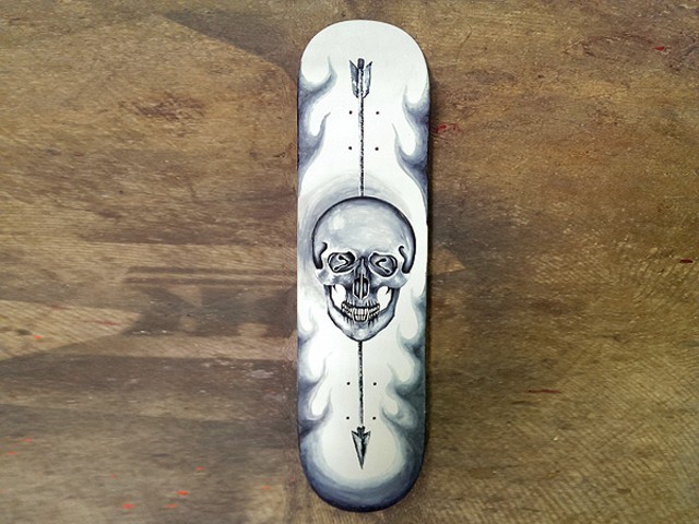 This skateboard was hand-painted by Flophouse owner Ben Thompson