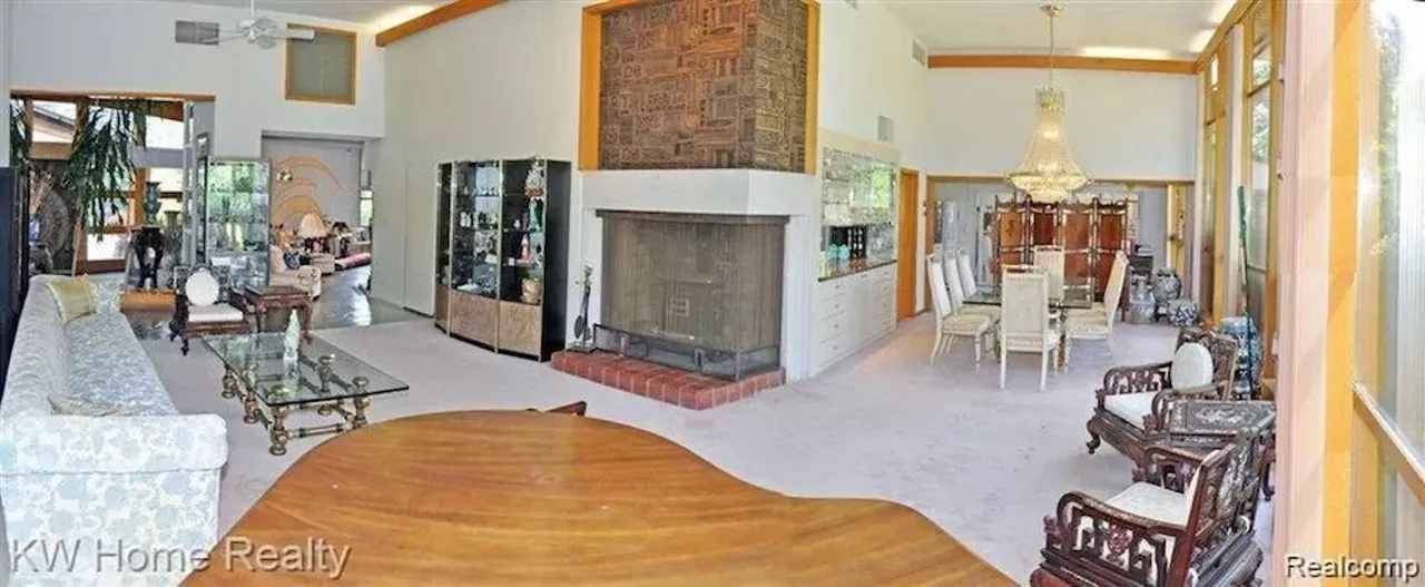 Image: This Wallace Frost-designed home in Bloomfield Hills has Playboy Mansion doors