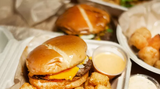 A meatless slider and tots from Trap Vegan in Detroit.