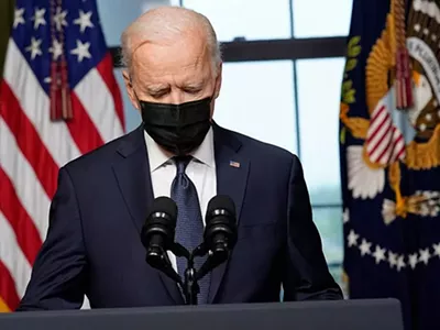 President Joe Biden speaks from the Treaty Room in the White House about the withdrawal of U.S. troops from Afghanistan.