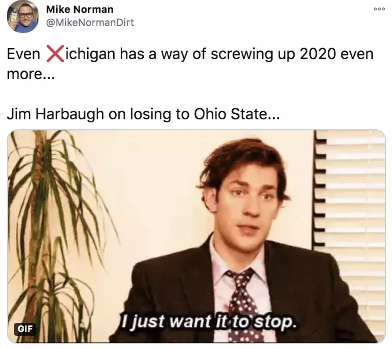Image: Twitter loves/hates&nbsp;U-M football coach Jim Harbaugh for canceling Ohio State game due to COVID-19