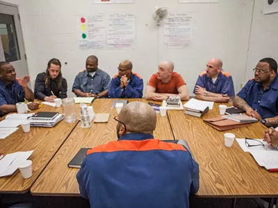 Participants from the Writer’s Block at Macomb Regional Correctional Facility in 2015.