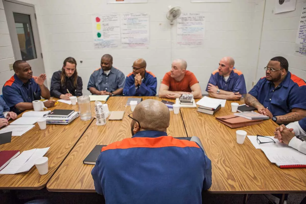Image: Participants from the Writer’s Block at Macomb Regional Correctional Facility in 2015.