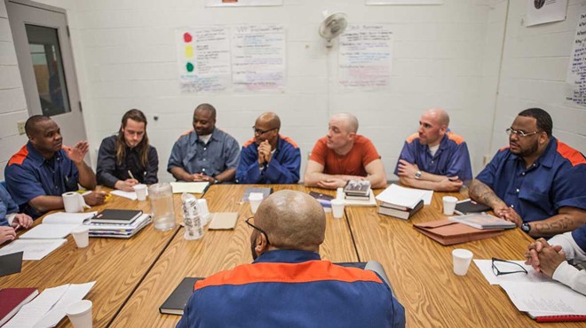 Participants from the Writer’s Block at Macomb Regional Correctional Facility in 2015.
