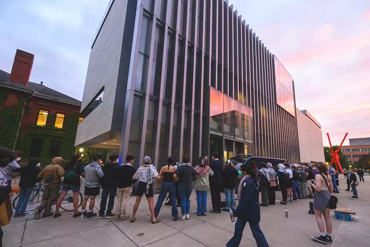 Image: Pro-Palestinian protesters gather at the University of Michigan.