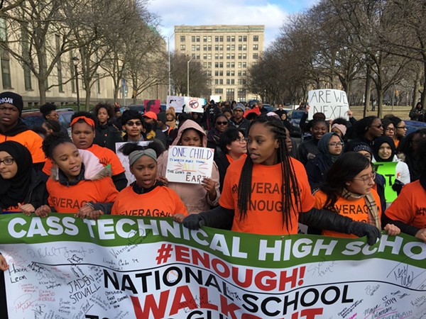 Cass Tech students ask for stricter gun control during a protest on National School Walkout Day (4)