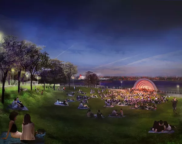 Part of proposed design for West Riverfront Park. - Detroit RiverFront Conservancy