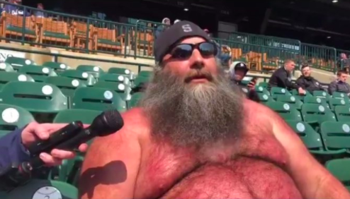 Topless dude at Tigers game gives endless winter weather a brave 'fuck you'