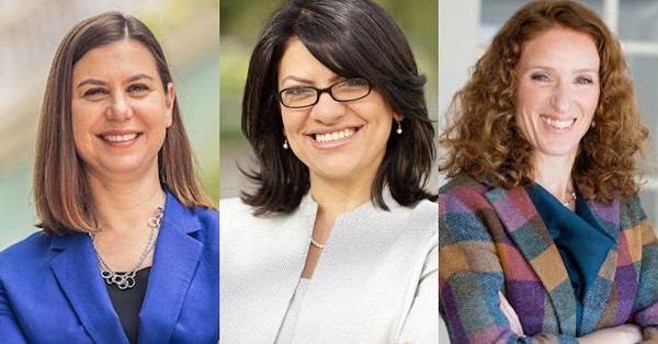 From left: Elissa Slotkin, Rashida Tlaib, and Ellen Cogen Lipton. - Courtesy photos