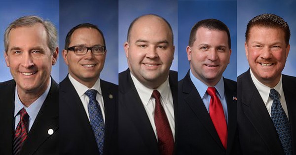 (From left) Michigan House Reps. McCready, Tedder, Webber, Yaroch, and Lucido. - house.michigan.gov
