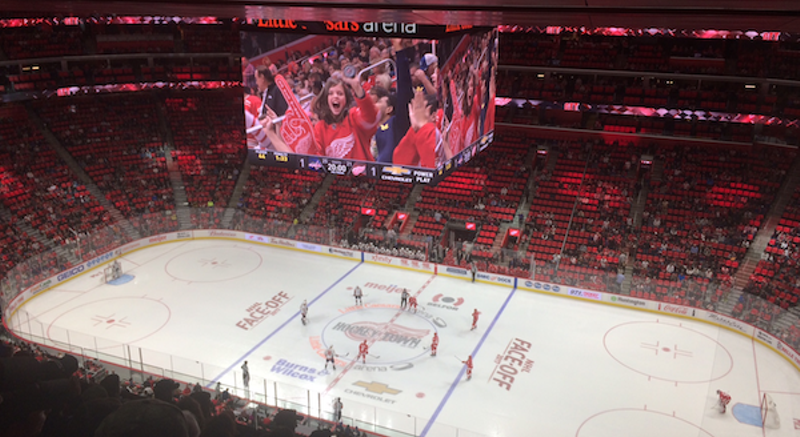 The demolition of Joe Louis Arena in Detroit, USA, seen from Steve