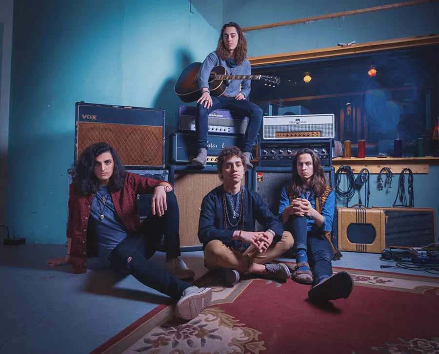 Greta Van Fleet, from left: Danny Wagner and brothers Jake, Josh, and Sam Kiszka. - Doug Coombe