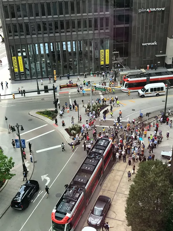 Poor People's Campaign protest halts QLine service downtown