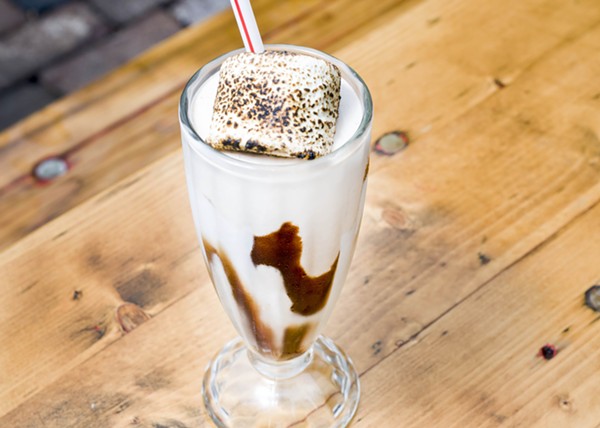 S'mores shake with a lightly charred marshmallow at Mercury Burger Bar. - Tom Perkins