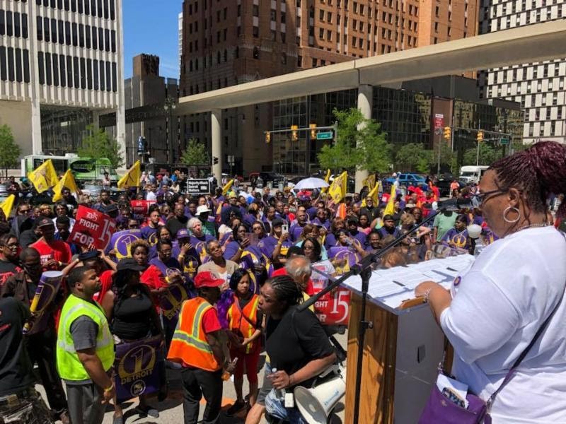 The SEIU kicks off its One Detroit campaign in front of city hall. - Courtesy photo
