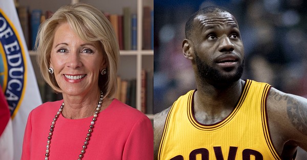 Someone started a petition to replace Betsy DeVos with Lebron James and honestly it's not a bad idea