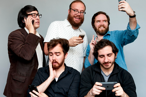 The gentlemen of Chapo Trap House. Clockwise from top left: Virgil Texas, Matt Christman, Will Menaker, Felix Biederman, and producer Brendan James. Not pictured: Amber A'lee Frost. - courtesy photo