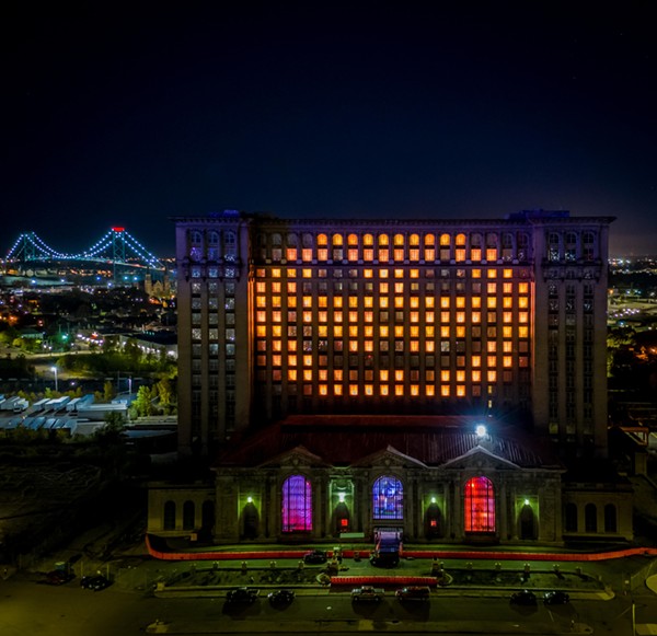 Michigan Central Station embraces Halloween with super cute light show