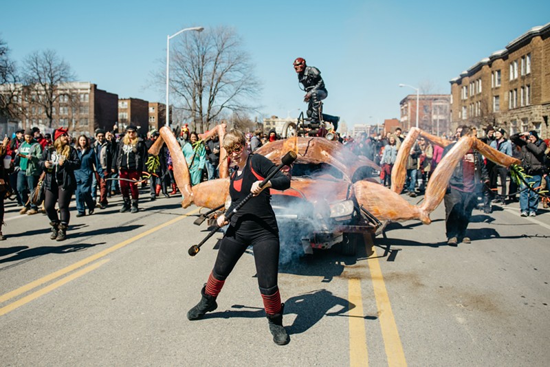 The Marche du Nain Rouge's cockroach chariot. - Steven Pham