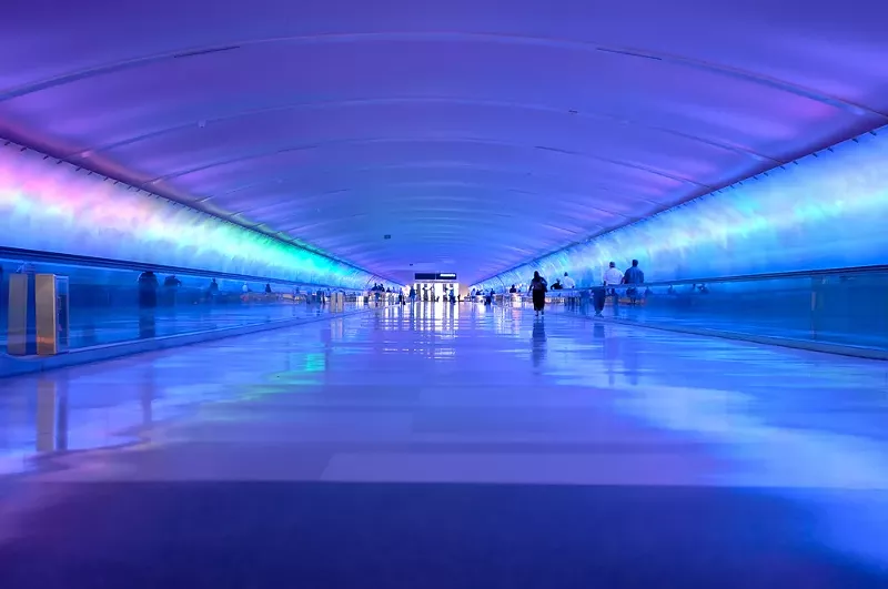 The light tunnel at Detroit Metropolitan Airport - Carolina K. Smith/Shutterstock