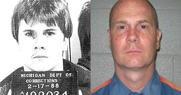 Richard Wershe Jr.'s mugshot circa 1987, left, and circa 2012m right. - Michigan Dept. of Corrections