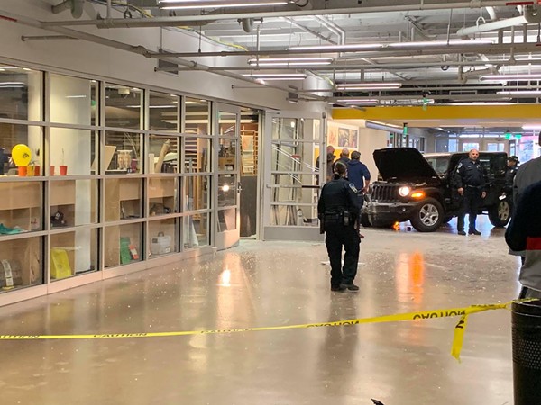 Child crashes Jeep into College for Creative Studies