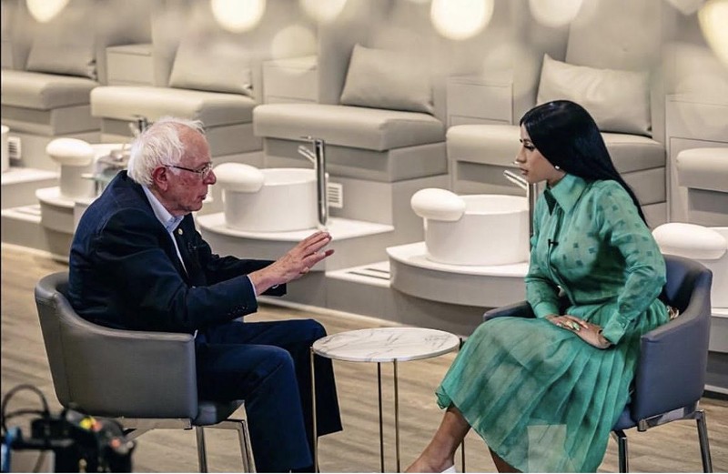 Bernie Sanders and Cardi B met at a Detroit nail salon, we don't know what's happening