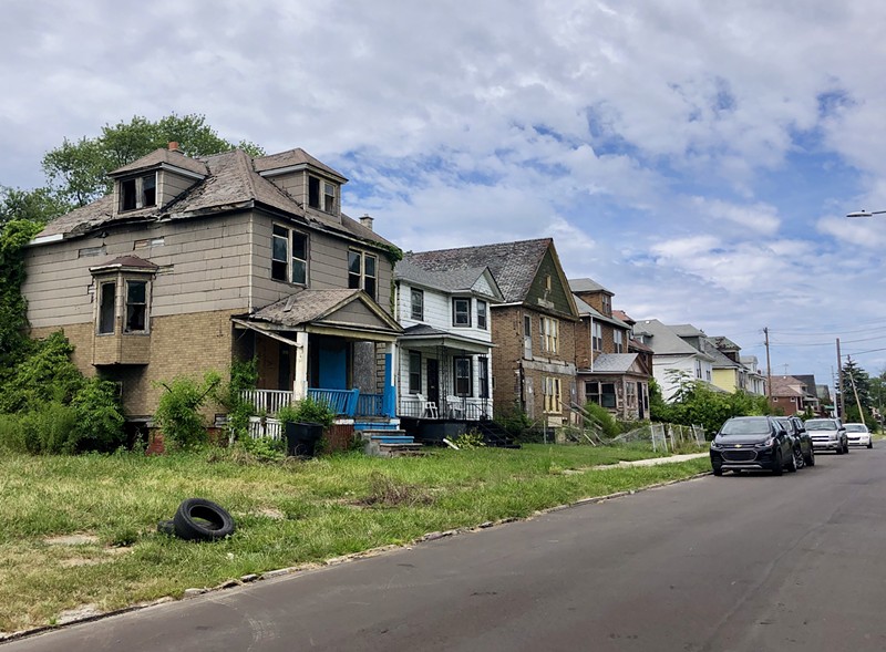 Row of occupied and abandoned homes on Detroit's east side. - Steve Neavling