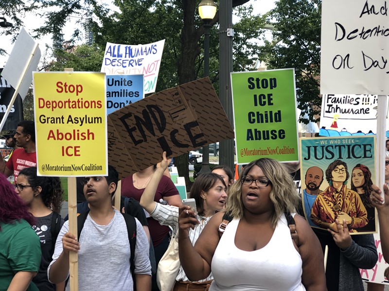 ICE protesters in Detroit on Aug. 1. - STEVE NEAVLING