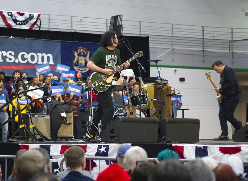 Jack White performs at his alma mater Cass Tech at a rally for Bernie Sanders. - STEVE NEAVLING
