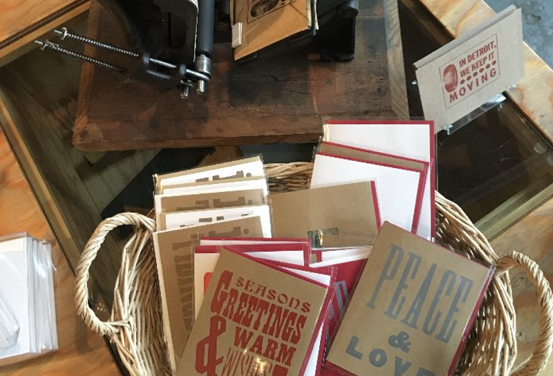 You can make holiday cards on an old-school letterpress in Eastern Market on Friday