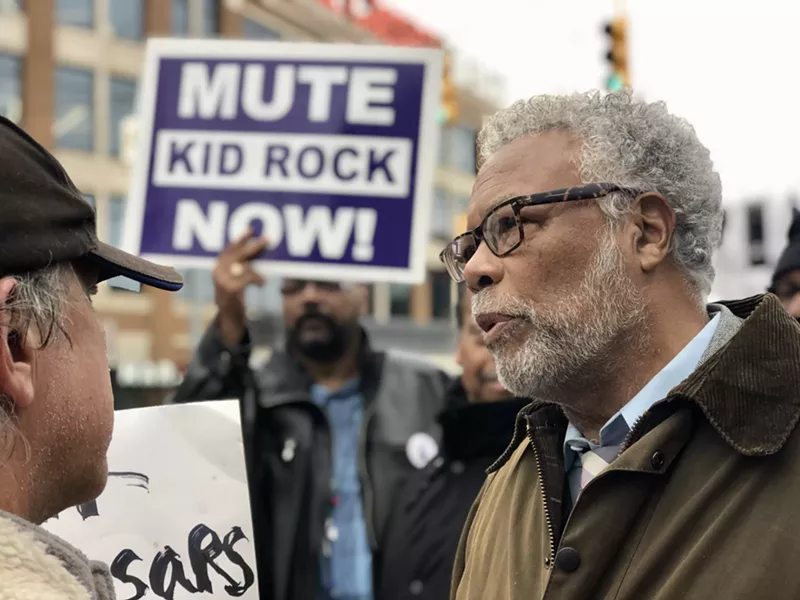 Sam Riddle, political director of NAN's Michigan chapter, called out Little Caesars Arena for going into business with Kid Rock. - STEVE NEAVLING