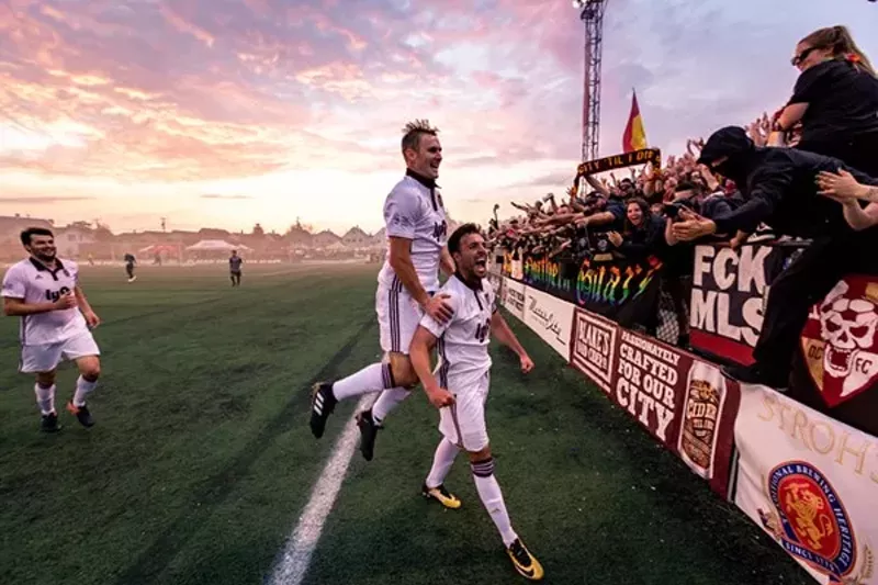 Detroit City Football Club playing at Keyworth Stadium. - Dion Degennaro