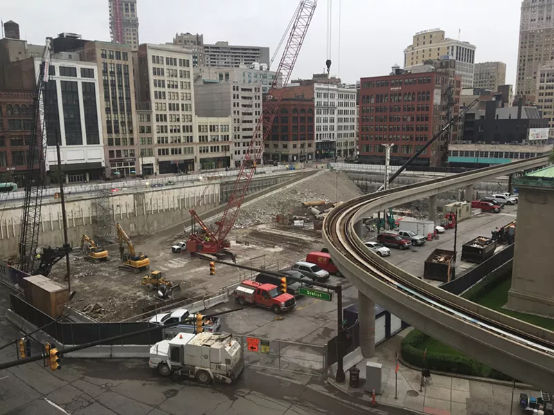 Construction at Detroit's Hudson's site project. - Lee DeVito