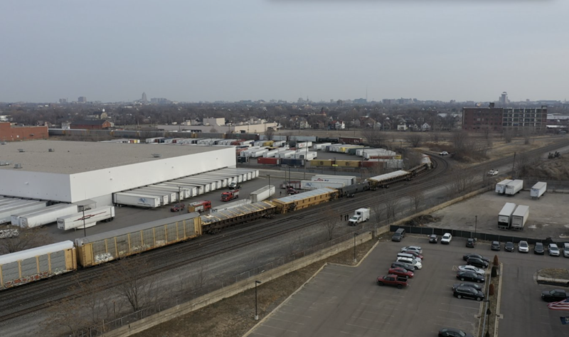 Photo of a derailed train in Southwest Detroit taken from the offices of the Ideal Group. - Alex Santori