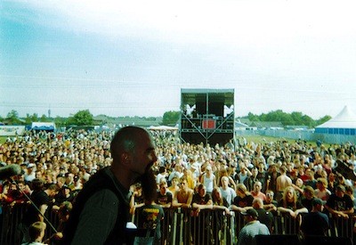 Taking the stage at Dynamo, an outdoor show in Windoven, Holland, 1999. - Photo courtesy Mike “The Gook” Couls, Cold As Life