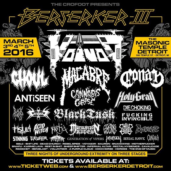 Berserkerfest III, March 3-5 at the Masonic with Voivoid, Antiseen, and more: Special edition passes almost gone