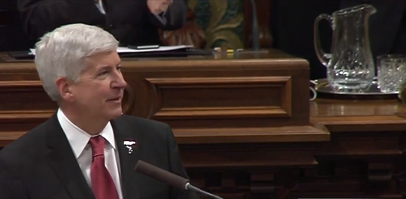 From Gov. Snyder's State of the State speech Tuesday: The pitcher that was worth a thousand words.