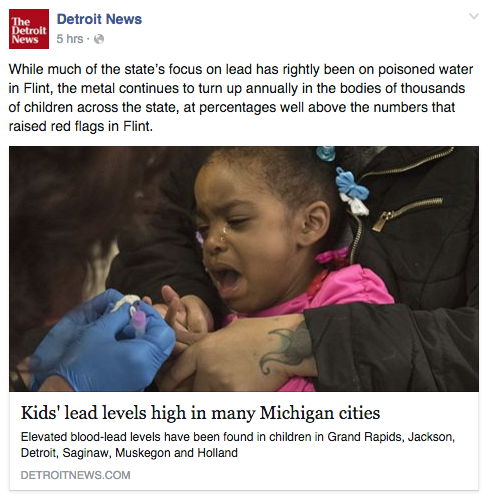 What's wrong with the piece about 'high lead levels' across Michigan