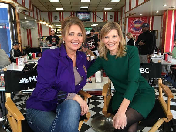 American Coney Island owner Grace Keros, left, with MSNBC host Kate Snow. - COURTESY OF GRACE KEROS