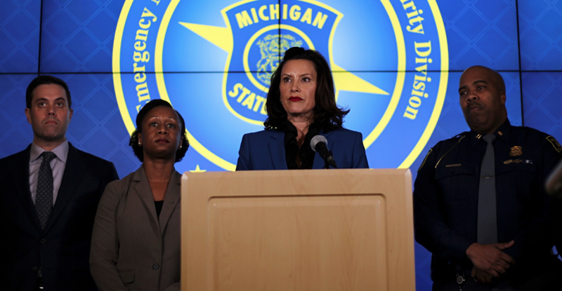 Gov. Gretchen Whitmer during a recent press conference on the coronavirus. - State of Michigan