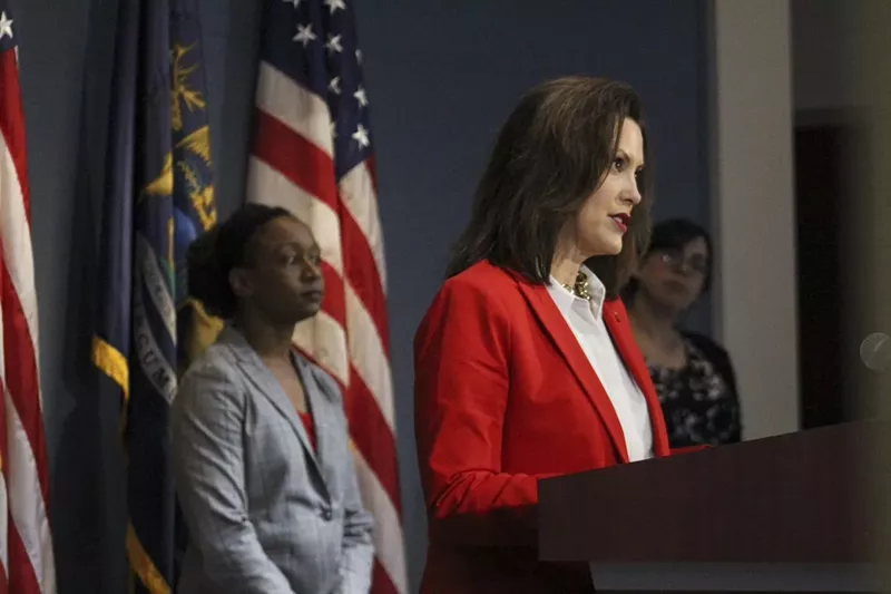 Dr. Joneigh Khaldun, left, and Gov. Gretchen Whitmer at a recent press conference. - State of Michigan