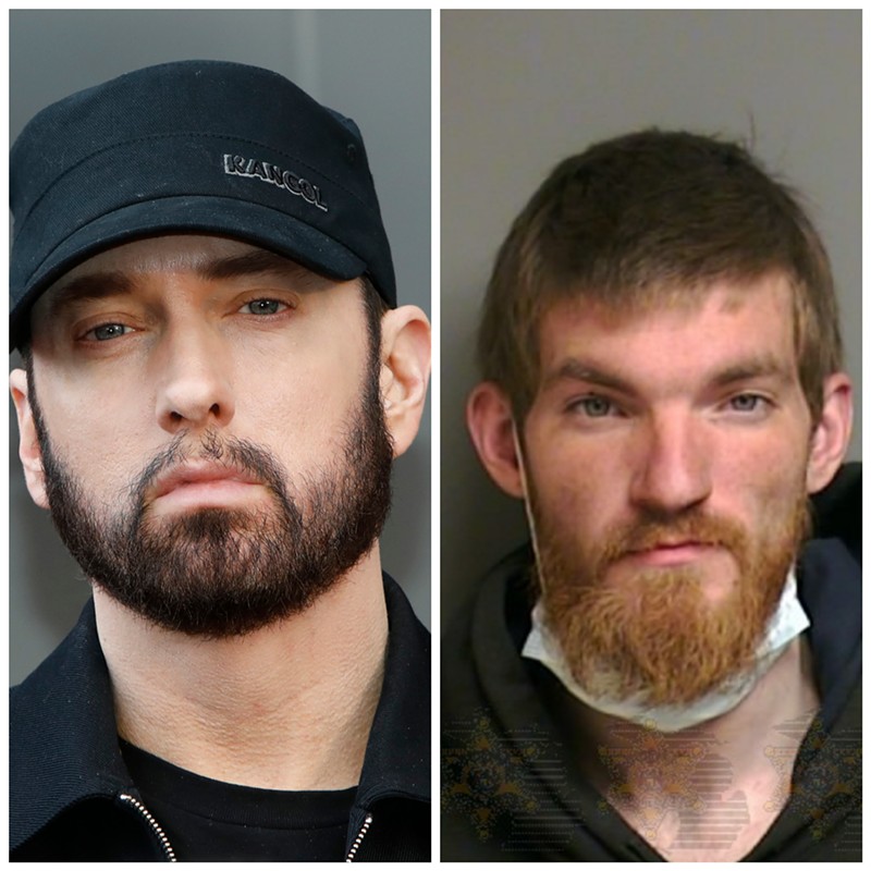 Eminem faced Matthew Hughes, right, when he broke into his Detroit home earlier this month. - KATHY HUTCHINS / SHUTTERSTOCK.COM, MACOMB COUNTY SHERIFF DEPARTMENT