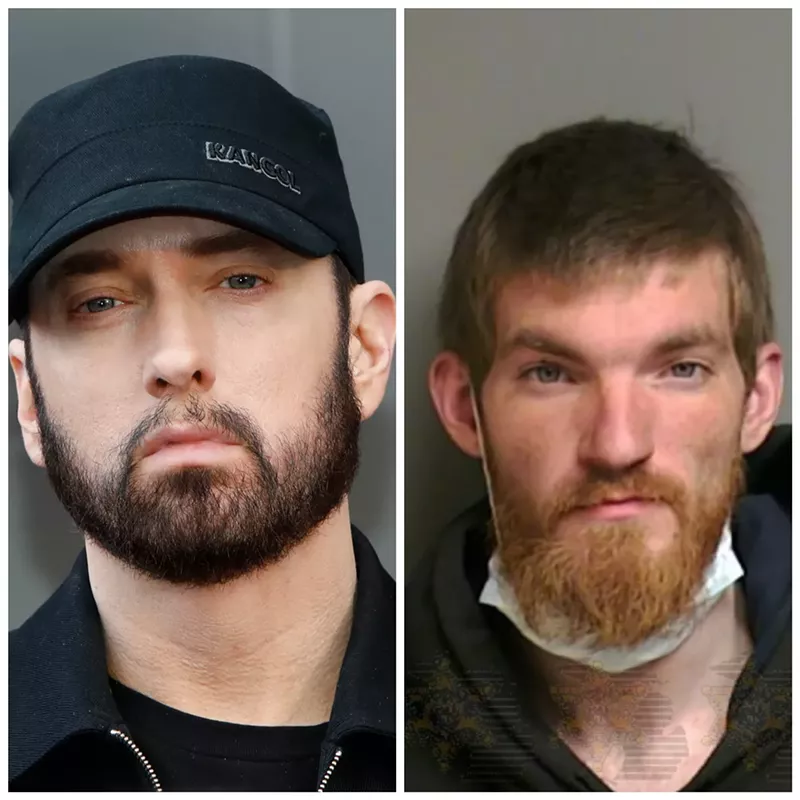 Eminem faced Matthew Hughes, right, when he broke into his Detroit home earlier this month. - Kathy Hutchins / Shutterstock.com, Macomb County Sheriff Department