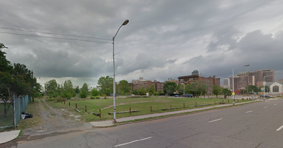 Second Avenue between Ledyard and Henry streets: Smack in the heart of "Cass Park Village." Do you see a neighborhood "conceived with individuality and expression in mind"? - Google Street View