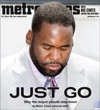 Feb 27, 2008 cover of Metro Times urging Detroit Mayor Kwame Kilpatrick to resign. He would resign 190 days later.