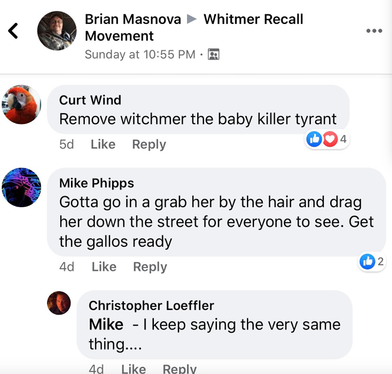 Gov. Whitmer becomes target of dozens of threats on private Facebook groups ahead of armed rally in Lansing (2)