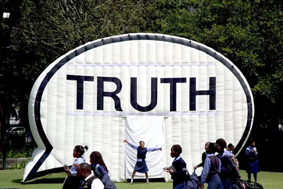 Speak your truth inside an inflatable speech bubble this summer