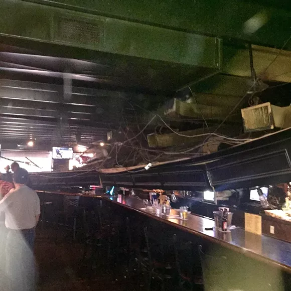 The bar area at Muldoon's in Rochester Hills after a ceiling collapse on Tuesday night. - Photo courtesy of John Naglick