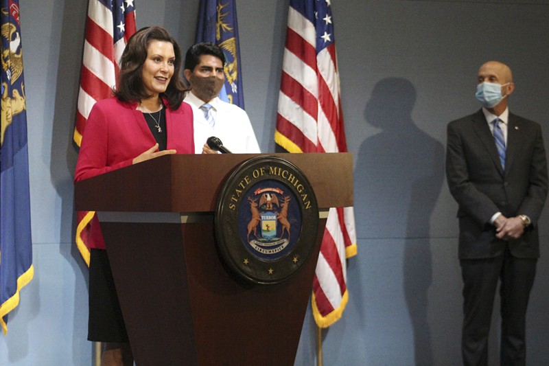 Gov. Gretchen Whitmer at a news conference Thursday. - State of Michigan